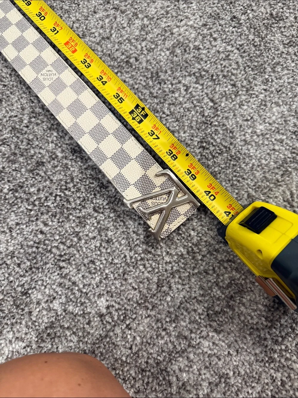 Damier Azur Check Canvas Belt with Silver Buckle